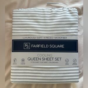 Cooling Queen Sheet Set - Silver Stripe